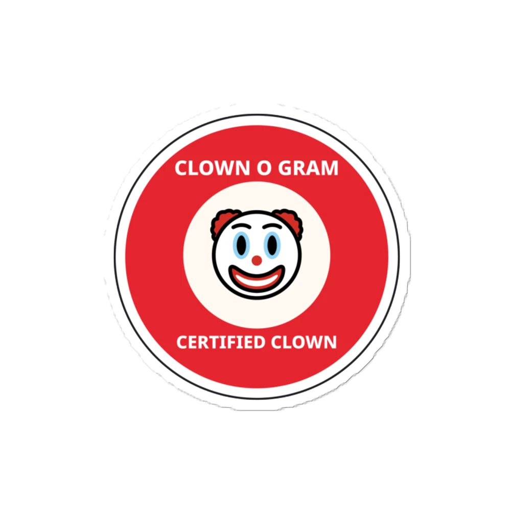 COG Certified Clown sticker 3-pack, 4 by 4 inches each