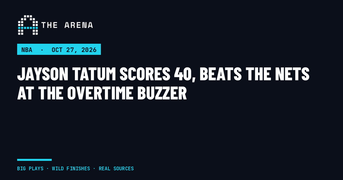The Arena share card for Jayson Tatum's overtime buzzer-beater against the Nets