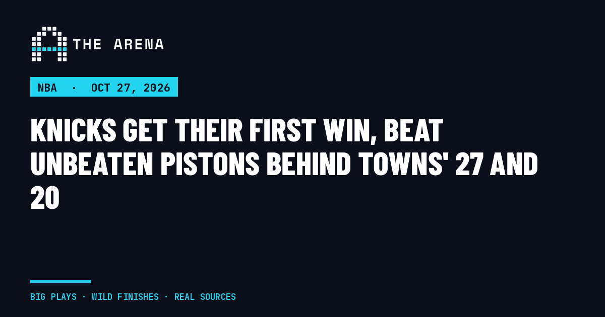 The Arena share card for the Knicks' 111-97 win over the previously unbeaten Pistons