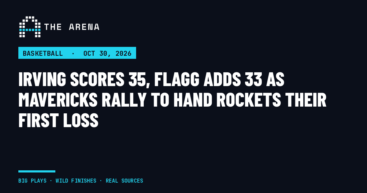 The Arena share card for the Mavericks' 116-111 win over the Rockets