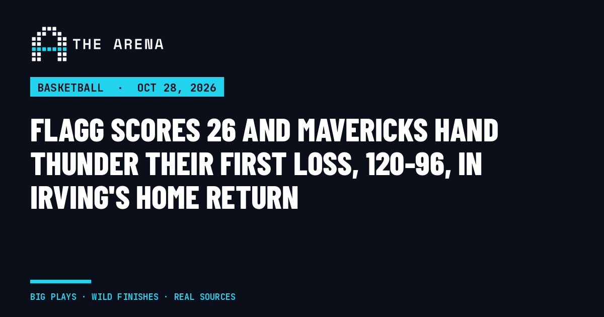 The Arena share card for the Mavericks' 120-96 win over the Thunder
