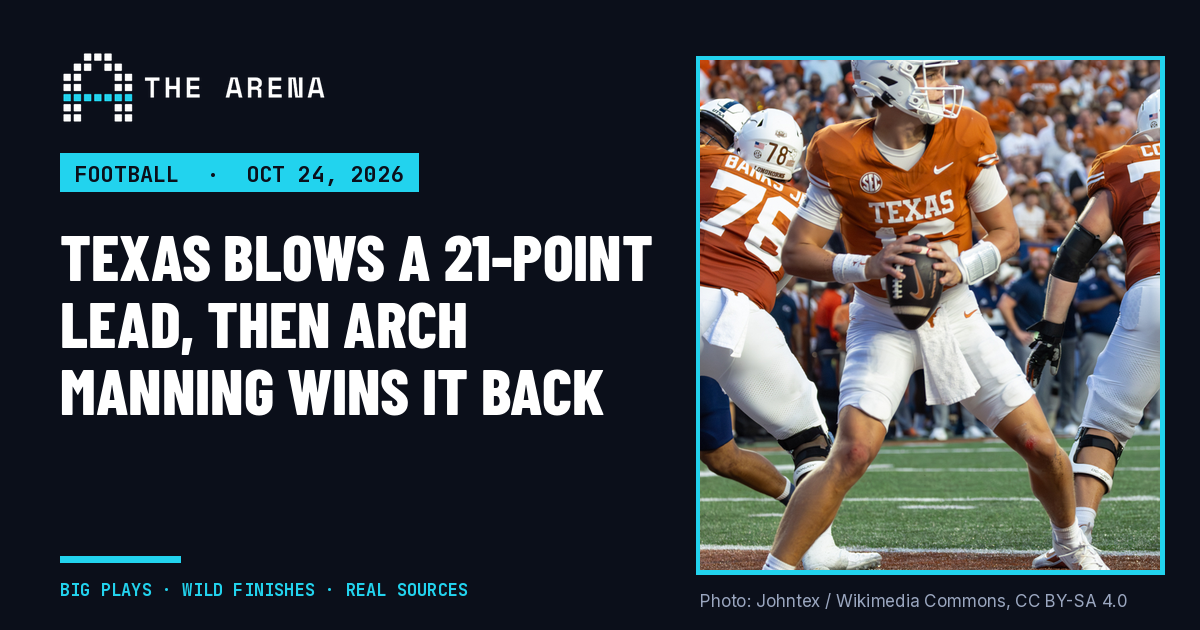 Arch Manning dropping back to pass for Texas at Darrell K Royal-Texas Memorial Stadium in 2024