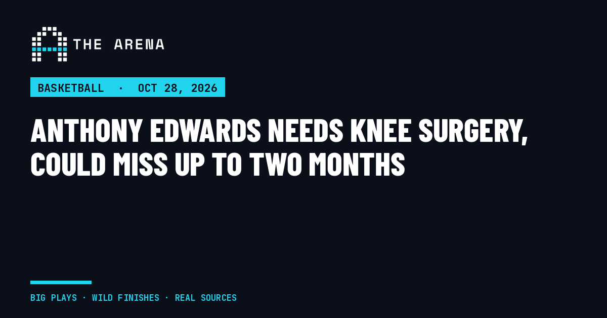 The Arena share card on Anthony Edwards' right knee procedure